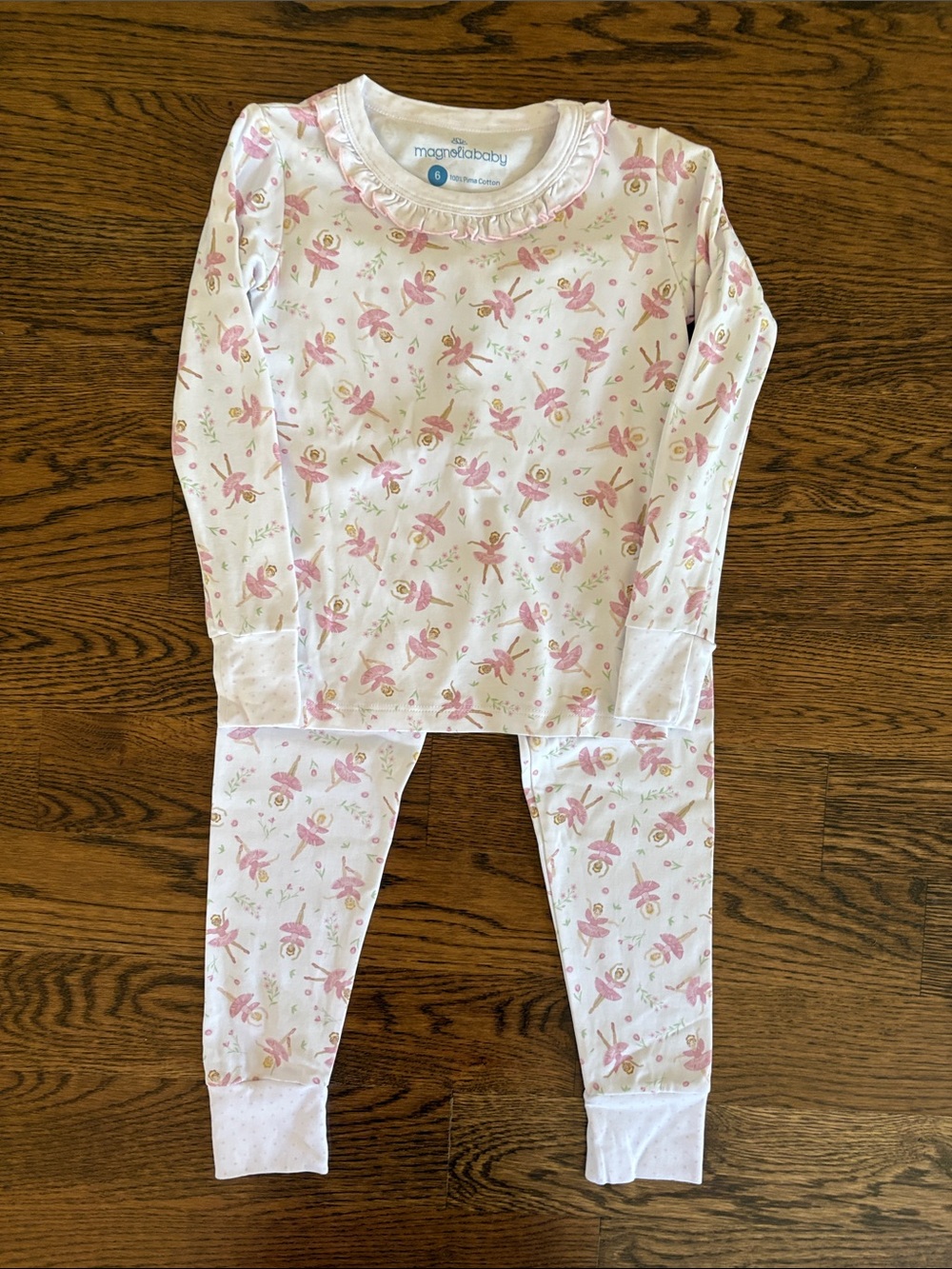Magnolia Baby Pink Ballerina Print Kids Pajama Set